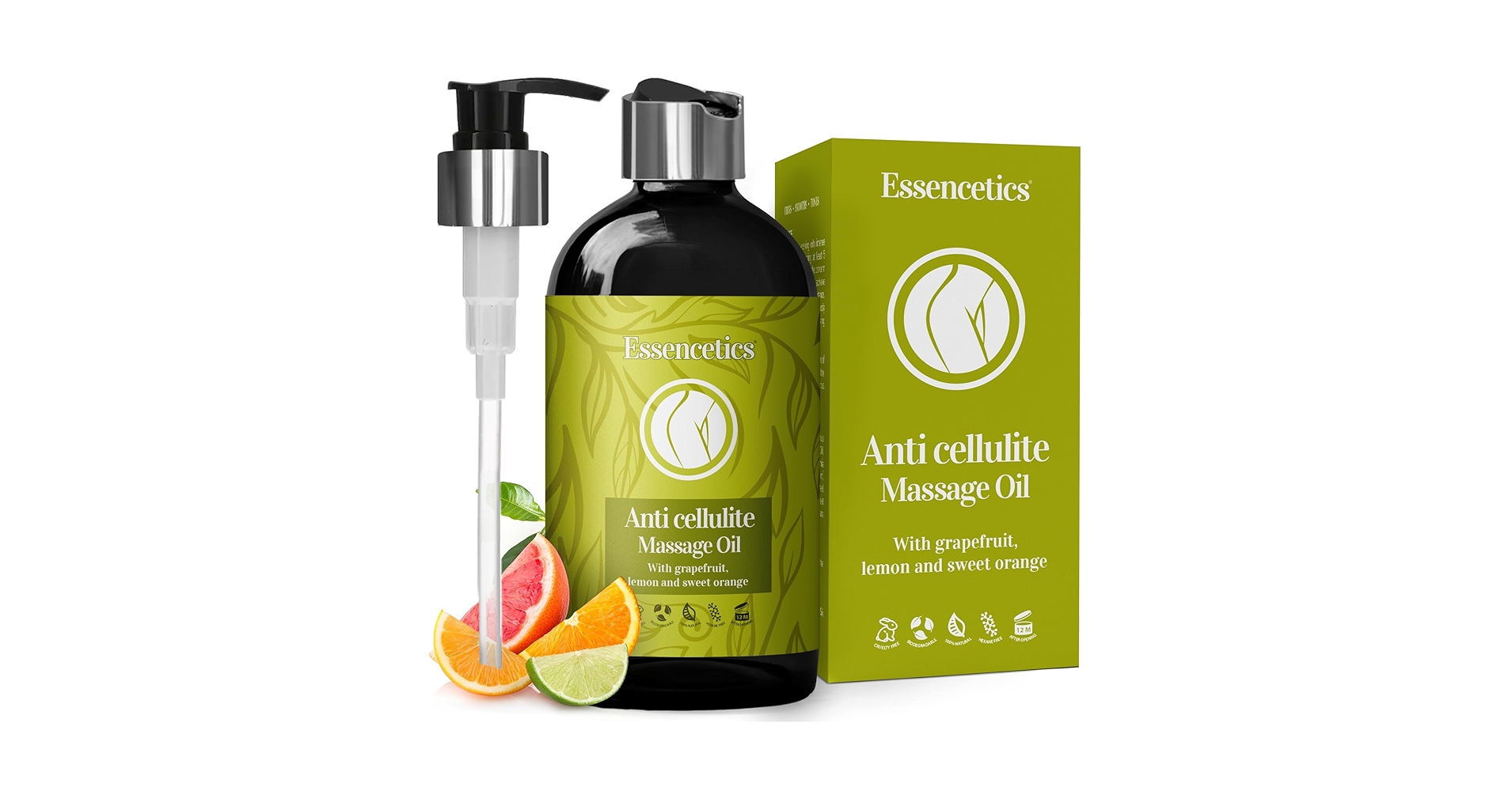 Kobieta wciera olejek okrężnymi ruchami w uda przed lustrem