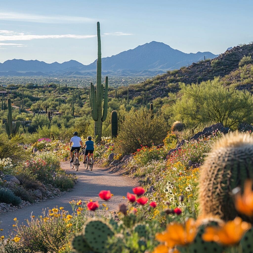 e-bike wśród odnawialnych źródeł energii młody mężczyzna na czarnym e-bike'u mijający pola uprawne i wiatraki