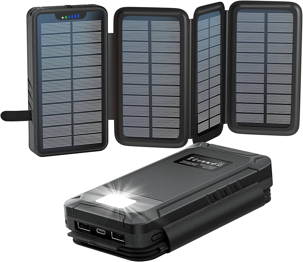 solarny powerbank w plecaku turystycznym powerbank solarny wbudowany w materiałowy plecak turystyczny rozłożony